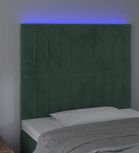 LED Kopfteil Dunkelgrün 90x5x118/128 cm Samt