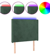 LED Kopfteil Dunkelgrün 83x16x118/128 cm Samt