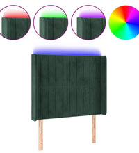 LED Kopfteil Dunkelgrün 83x16x118/128 cm Samt