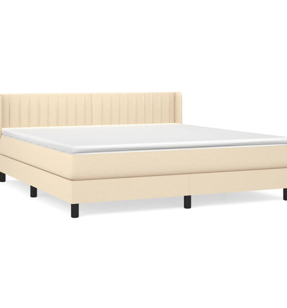 Boxspringbett mit Matratze Creme 180x200 cm Stoff