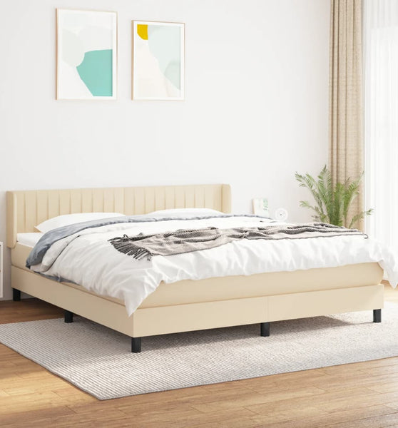 Boxspringbett mit Matratze Creme 180x200 cm Stoff