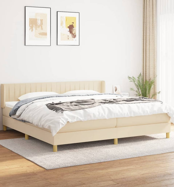 Boxspringbett mit Matratze Creme 200x200 cm Stoff