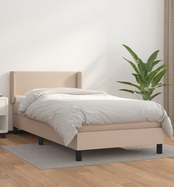 Boxspringbett mit Matratze Cappuccino-Braun 90x190cm Kunstleder