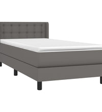 Boxspringbett mit Matratze Grau 80x200 cm Kunstleder