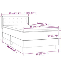 Boxspringbett mit Matratze Grau 80x200 cm Kunstleder