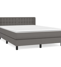 Boxspringbett mit Matratze Grau 140x200 cm Kunstleder