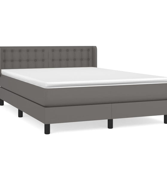 Boxspringbett mit Matratze Grau 140x200 cm Kunstleder