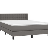 Boxspringbett mit Matratze Grau 140x200 cm Kunstleder