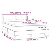 Boxspringbett mit Matratze Grau 140x200 cm Kunstleder