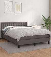 Boxspringbett mit Matratze Grau 140x200 cm Kunstleder