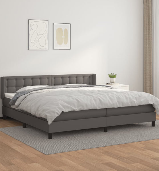 Boxspringbett mit Matratze Grau 200x200 cm Kunstleder