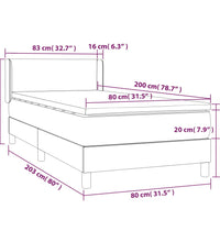 Boxspringbett mit Matratze Dunkelblau 80x200 cm Samt