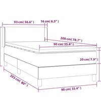 Boxspringbett mit Matratze Schwarz 90x200 cm Samt