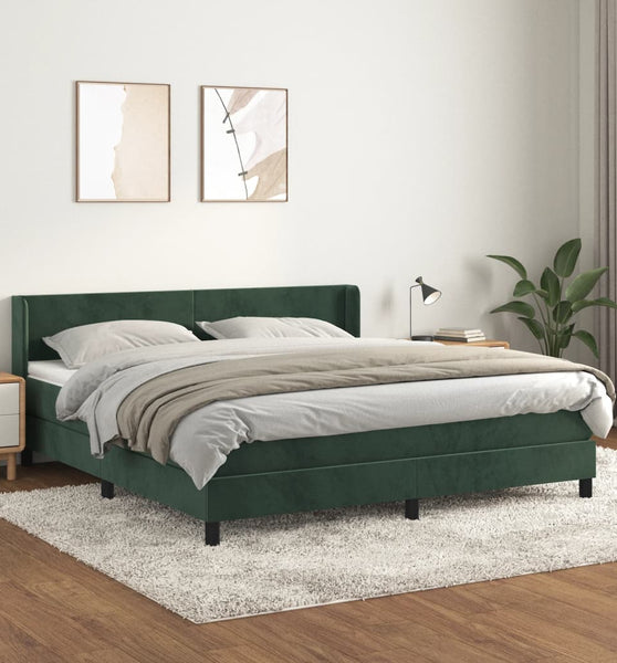 Boxspringbett mit Matratze Dunkelgrün 160x200 cm Samt