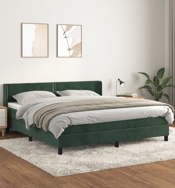Boxspringbett mit Matratze Dunkelgrün 180x200 cm Samt