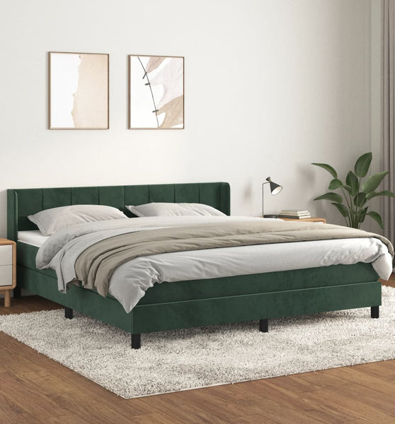 Boxspringbett mit Matratze Dunkelgrün 180x200 cm Samt