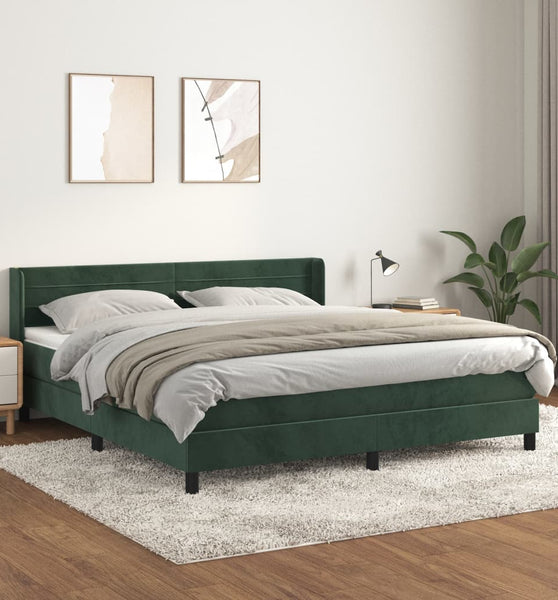 Boxspringbett mit Matratze Dunkelgrün 180x200 cm Samt
