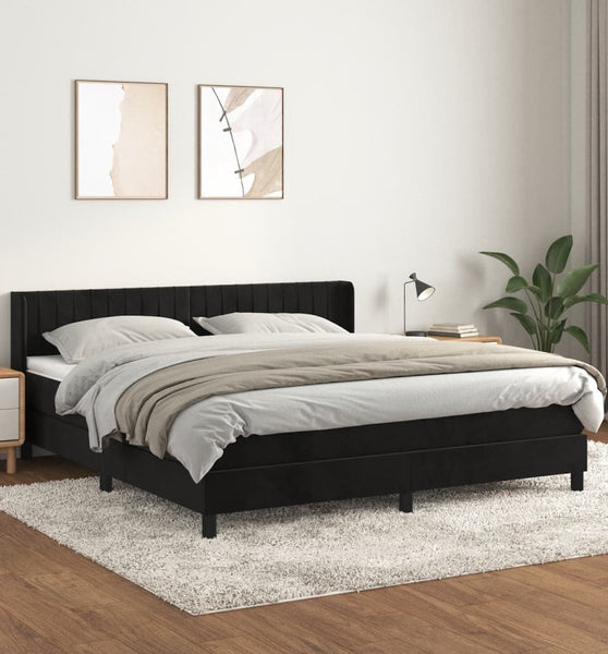 Boxspringbett mit Matratze Schwarz 160x200 cm Samt