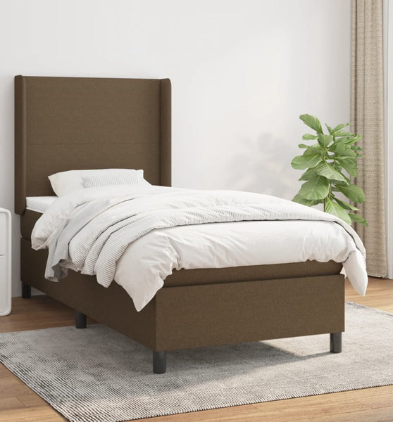 Boxspringbett mit Matratze Dunkelbraun 80x200 cm Stoff