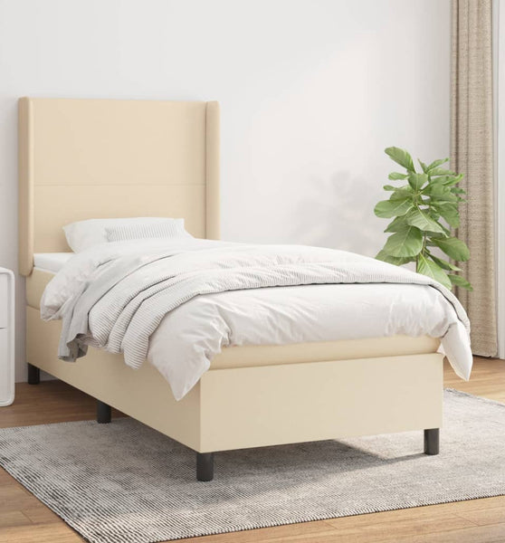 Boxspringbett mit Matratze Creme 90x200 cm Stoff