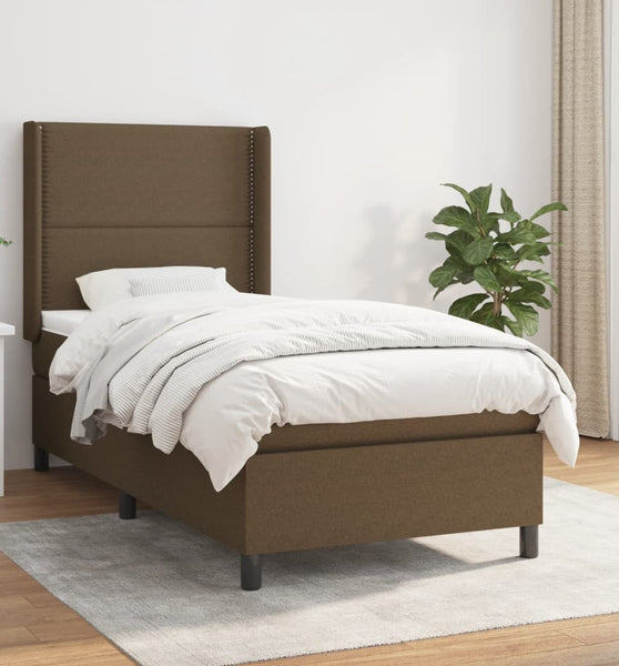 Boxspringbett mit Matratze Dunkelbraun 80x200 cm Stoff