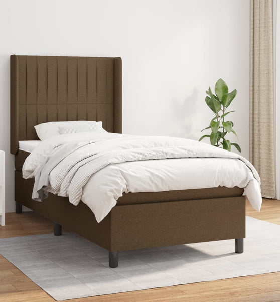Boxspringbett mit Matratze Dunkelbraun 80x200 cm Stoff