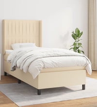 Boxspringbett mit Matratze Creme 90x190 cm Stoff