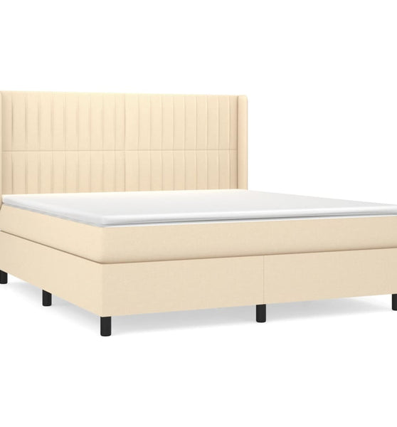 Boxspringbett mit Matratze Creme 180x200 cm Stoff