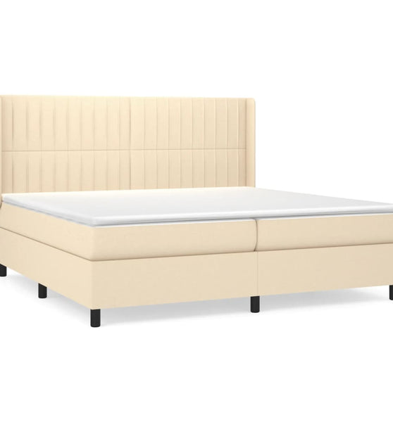 Boxspringbett mit Matratze Creme 200x200 cm Stoff