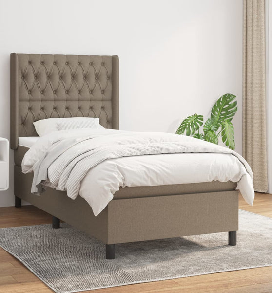 Boxspringbett mit Matratze Taupe 90x200 cm Stoff
