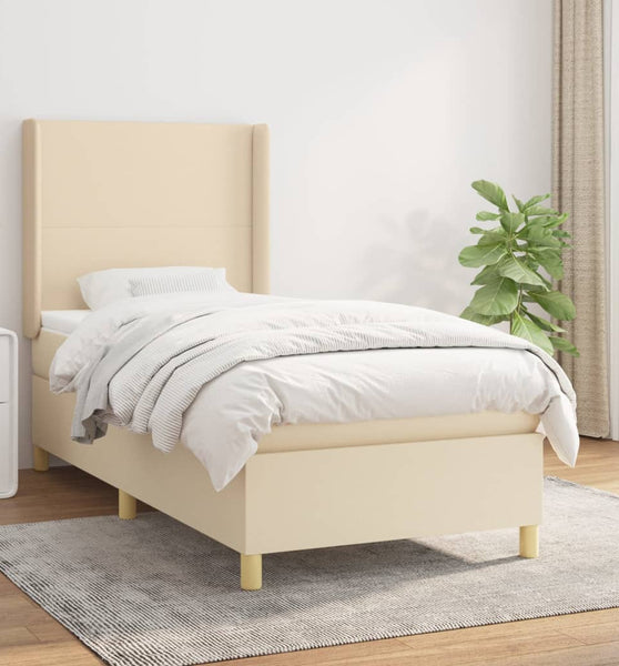 Boxspringbett mit Matratze Creme 90x200 cm Stoff