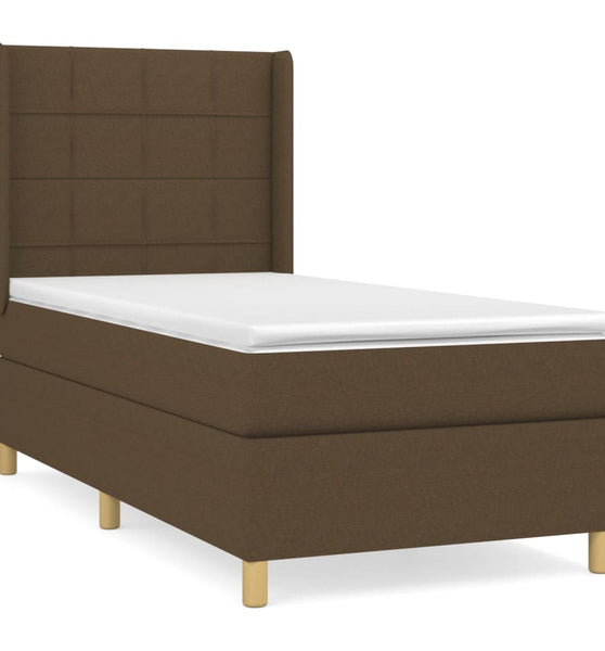 Boxspringbett mit Matratze Dunkelbraun 80x200 cm Stoff