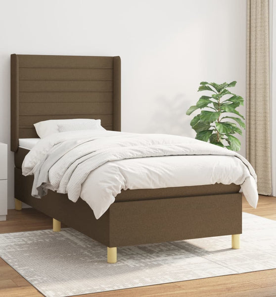 Boxspringbett mit Matratze Dunkelbraun 80x200 cm Stoff