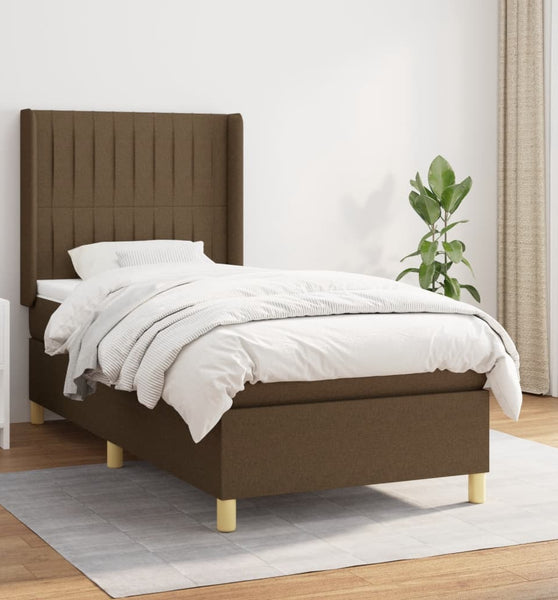 Boxspringbett mit Matratze Dunkelbraun 80x200 cm Stoff
