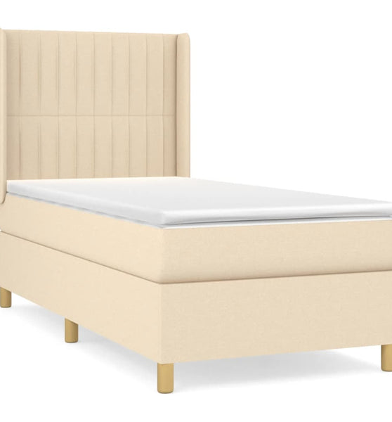 Boxspringbett mit Matratze Creme 90x190 cm Stoff