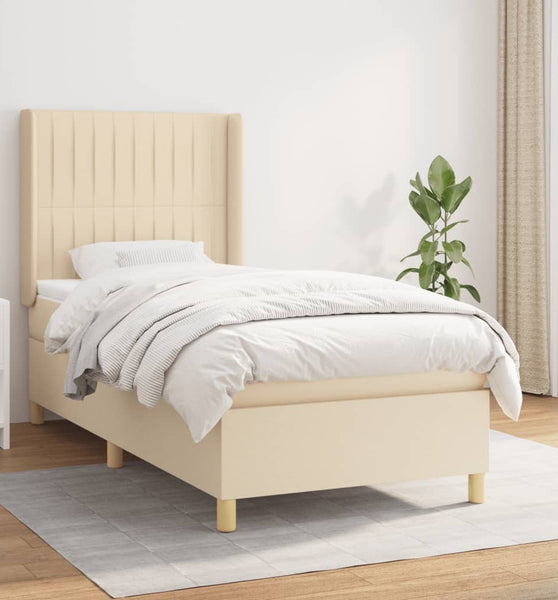 Boxspringbett mit Matratze Creme 90x200 cm Stoff