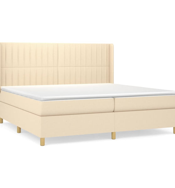 Boxspringbett mit Matratze Creme 200x200 cm Stoff