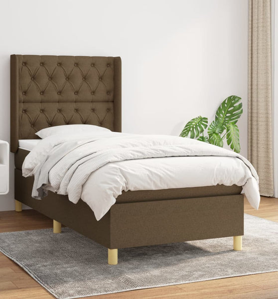 Boxspringbett mit Matratze Dunkelbraun 80x200 cm Stoff