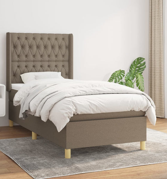 Boxspringbett mit Matratze Taupe 90x200 cm Stoff