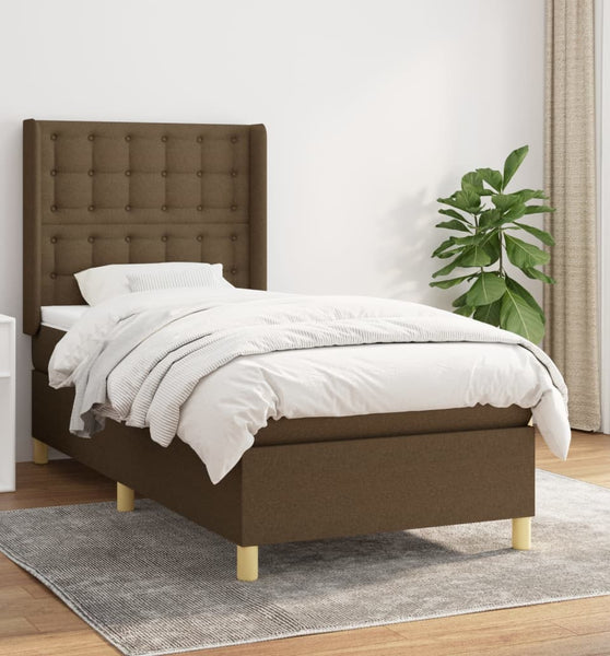 Boxspringbett mit Matratze Dunkelbraun 80x200 cm Stoff