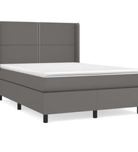 Boxspringbett mit Matratze Grau 140x190 cm Kunstleder