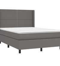 Boxspringbett mit Matratze Grau 140x190 cm Kunstleder