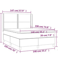 Boxspringbett mit Matratze Grau 140x190 cm Kunstleder