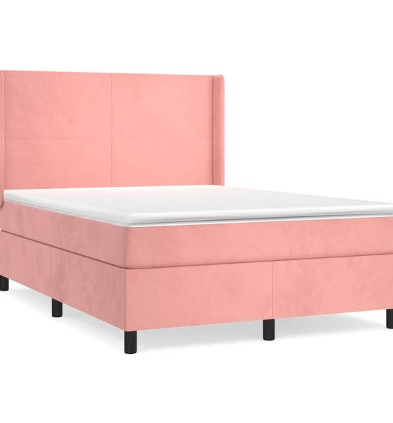 Boxspringbett mit Matratze Rosa 140x190 cm Samt