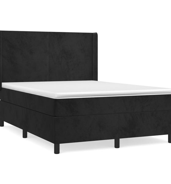 Boxspringbett mit Matratze Schwarz 140x200 cm Samt