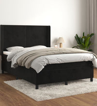 Boxspringbett mit Matratze Schwarz 140x200 cm Samt