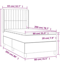 Boxspringbett mit Matratze Schwarz 80x200 cm Samt