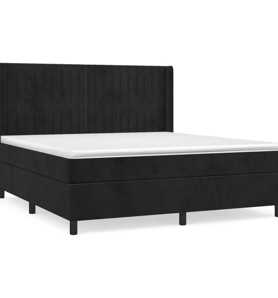 Boxspringbett mit Matratze Schwarz 160x200 cm Samt