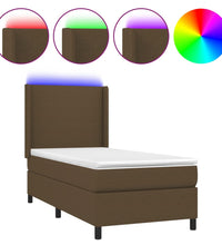 Boxspringbett mit Matratze & LED Dunkelbraun 80x200 cm Stoff