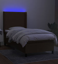 Boxspringbett mit Matratze & LED Dunkelbraun 80x200 cm Stoff